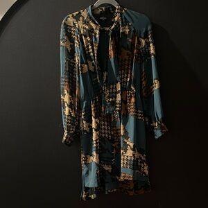 Max & Co. Teal & Brown Patterned Women's Dress